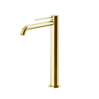 Gattoni Circle Two Смеситель для раковины высокий 302 мм, на 1 отверстие, излив 195 мм, с донным клапаном, цвет: золото