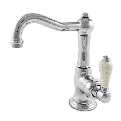 Nicolazzi P.m. Blanc A Смеситель для раковины однорычажный, с донным клапаном, ручки состаренная керамика, цвет: хром