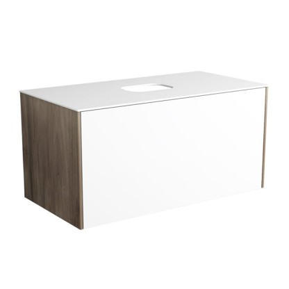 SIMAS Folio Подвесная тумба с керамической столешницей . 1 ящик, ,сифон и крепежи в компл.,  цвет: белый матовый/SHERWOOD