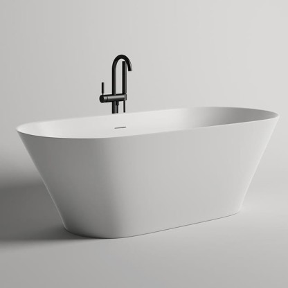 Salini Mona Ванна отдельностоящая 180x80x59.5cм, донный клапан "Up&Down", сифон, слив-перелив, S-Stone, цвет: белый матовый