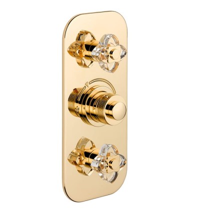 THG P?tale de cristal clair Смеситель для душа, термостатический, 2 потока, цвет: золото/прозрачный хрусталь
