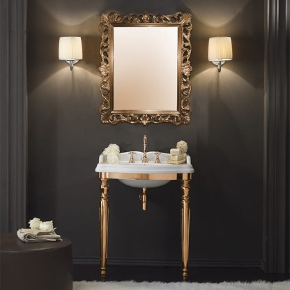 TW King Металлическая структура 73.5x54xh85см с раковиной на 1 отв, материал: латунь, напольная, цвет: отделки: золото