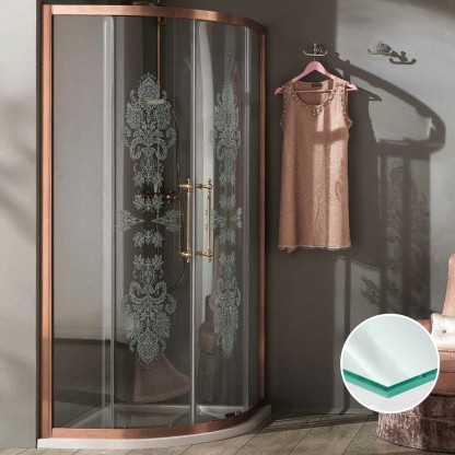 SAMO Impero  86.5-89.5х200см., R55, профиль и ручки бронза BRX, стекло прозрачное+starclean