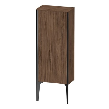 Duravit XViu Шкаф подвесной 40x24x89см, с 1 дверью, 2 стеклянными полками (петли справа), цвет: walnut dark/черный матовый