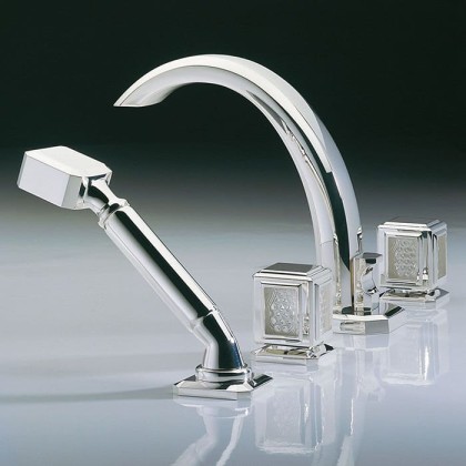 THG Metropolis cristal clair Смеситель для ванны, 4 отв., цвет: хром/прозрачный хрусталь