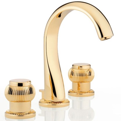 THG Diplomate Royale Смеситель для раковины на 3 отверстия, с донным клапаном, цвет: полированное золото