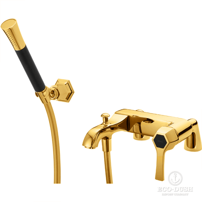 CISAL Cherie Смеситель на борт ванны однорычажный, с душевым комплектом, цвет: золото/черный