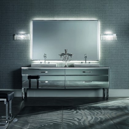 VITAGE milldue edition HILTON Комплект мебели с тумбой под раковину, раковиной ZURIGO63, зеркалом ZURIGO, 216 см, напольный, цвет: Fum?/сталь