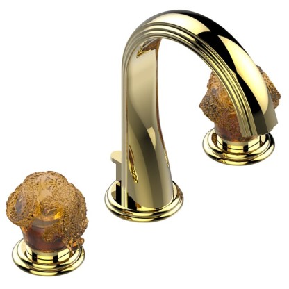 THG Dragon Sun Смеситель для раковины, 3 отв., цвет: золото/хрусталь