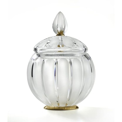 3SC Montblanc Баночка универсальная, D15хh20 см, с крышкой, настольная, цвет: прозрачный хрусталь/золото 24к. Lucido