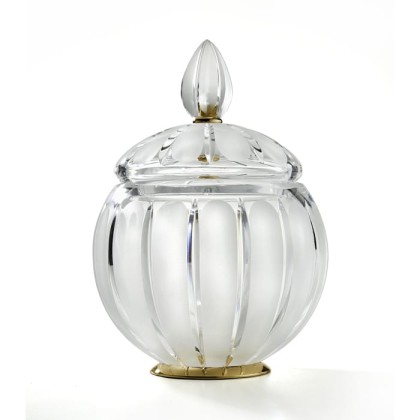 3SC Montblanc Баночка универсальная, D15хh20 см, с крышкой, настольная, цвет: прозрачный хрусталь/золото 24к. Lucido