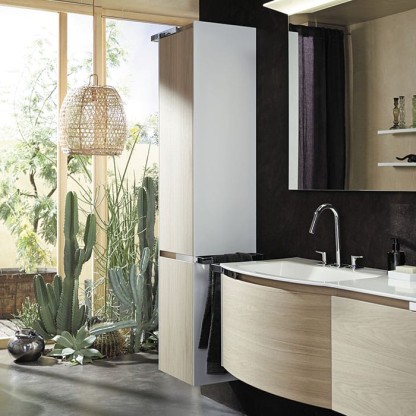 Burgbad Yso Шкаф подвесной 40x35x176 см, цвет: белый глянец/аутентичный дуб