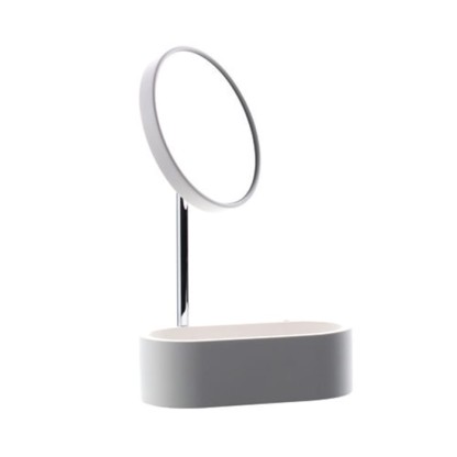 Bertocci Easy Косметическое зеркало, с контейнером композит, цвет: белый матовый/хром