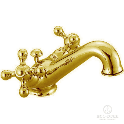 CISAL Arcana Ceramic Смеситель двухвентильный для раковины на 1 отверстие с донным клапаном, цвет: золото