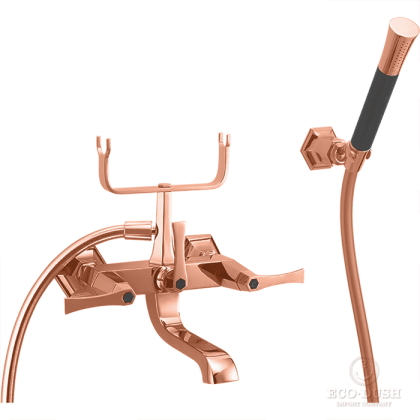 CISAL Cherie Смеситель для ванны двухрычажный, с душевым комплектом, цвет: розовое золото/черный