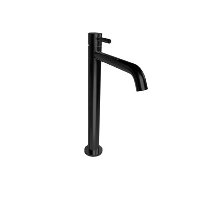 Bongio ON Смеситель для раковины, высокий на 1 отв, излив 17.3см., с донным клапаном clic clac, цвет: матовый черный хром