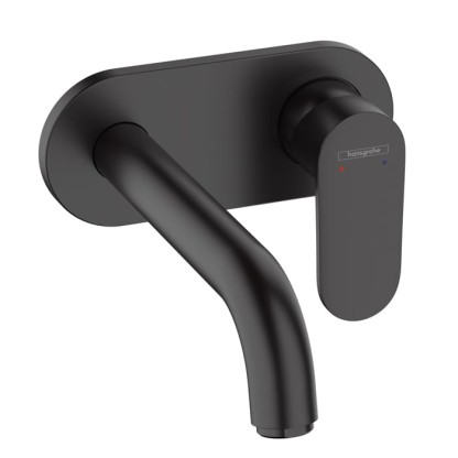 Hansgrohe Vernis Blend Смеситель для раковины, настенный, излив 204 мм, внешняя часть, цвет: матовый черный