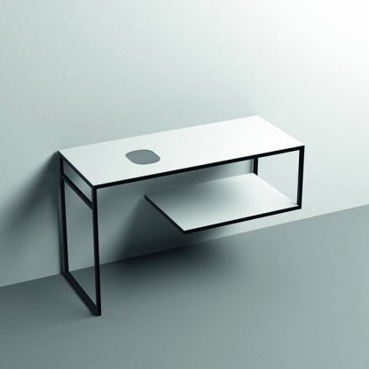 Kerasan Louise Металлическая структура для раковины 120х74см, напольная, с полкой, с 1 отв., с полотенцедержателем, цвет: белый матовый