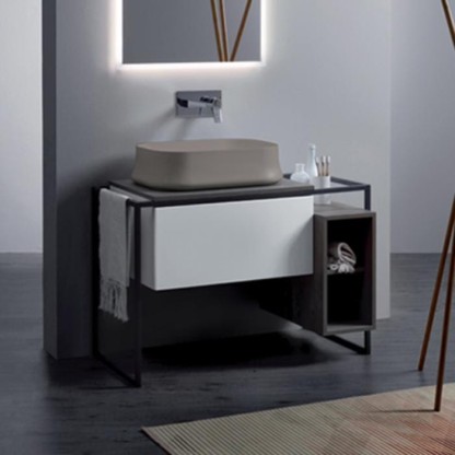 SIMAS Frame Комплект мебели с ящиком и открытым элементом, 105x57xh72см, напольная, Цвет: серый ясень/белый