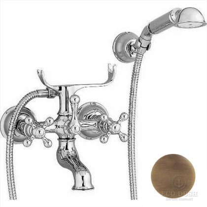 CISAL Arcana Смеситель настенный для ванны/душа с ручной лейкой,держателем и шлангом, цвет: бронза