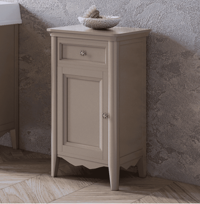 TW Veronica, Тумба 50.2/45x40/37.4 x h86.7см, 1 распашная дверка 1 выдвижной ящик, доводчики Blum (петли слева-SX), напольная, цвет: Tortora, ручки: Riflesso