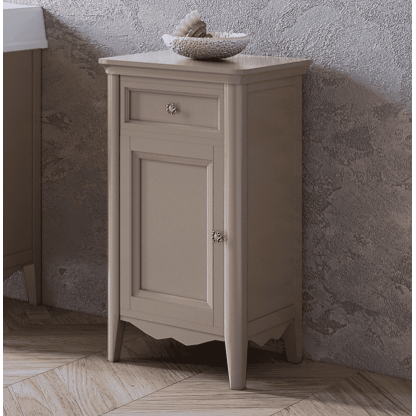 TW Veronica, Тумба 50.2/45x40/37.4 x h86.7см, 1 распашная дверка 1 выдвижной ящик, доводчики Blum (петли слева-SX), напольная, цвет: Tortora, ручки: Riflesso