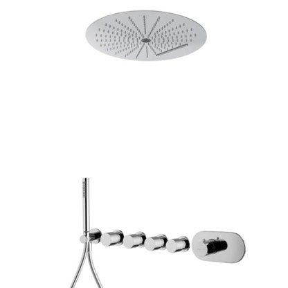 Fima Carlo Frattini Sistemi doccia Душевая Система с верхним душем 40см., смеситель термостатический, с ручным душем, на 4 выхода, цвет: хром