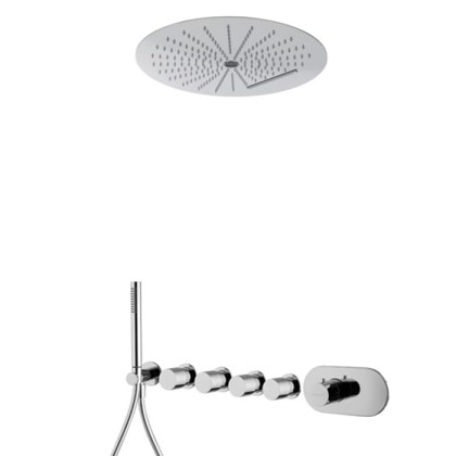 Fima Carlo Frattini Sistemi doccia Душевая Система с верхним душем 40см., смеситель термостатический, с ручным душем, на 4 выхода, цвет: хром