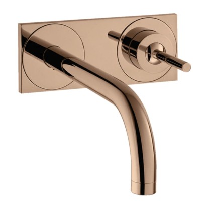 Axor Uno? Смеситель для раковины, встраиваемый, излив: 16.5см., с панелью, цвет: полированное красное золото