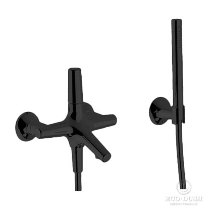 Cisal Vita Смеситель для ванны, настенный, с ручным душем и шлангом, цвет: matt black