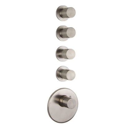 Fima Carlo Frattini Spillo Steel F3083X4INOX Смеситель для душа встроенный, термостатический, 4 запорных вентиля, внутренняя часть (F2464) в комплекте, цвет: INOX