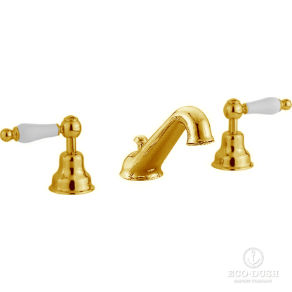 CISAL Arcana Toscana Смеситель для раковины на 3 отверстия, с донным клапаном, цвет: золото/белый