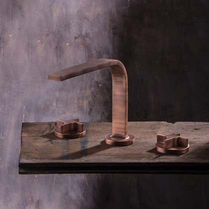 Gattoni GAS Смеситель для раковины на 3 отв., в комплекте с донным клапаном, цвет: Matt old copper