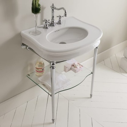 3SC Consolle Консоль Florian 70х52хh86см, с раковиной LA11, сифоном и стекл.полочкой, напольный, цвет: хром