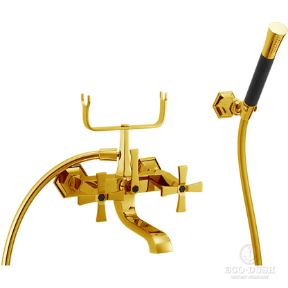 CISAL Cherie Смеситель для ванны с душевым комплектом, двухвентильный, цвет: золото/черный