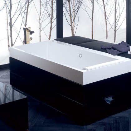 Burgbad Crono Ванна отдельностоящая 180x130x59-61 см, прямоугольная, вкл. мебель, цвет: белый/черный глянец