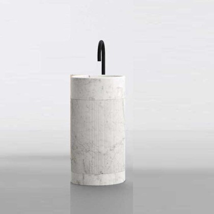 NOORTH milldue edition ROMA Раковина 45х88 см, без отв., напольная, без перелива, с донным клапаном, цоколь Bianco Carrara, цвет: Bianco Carrara/Bianco Carrara