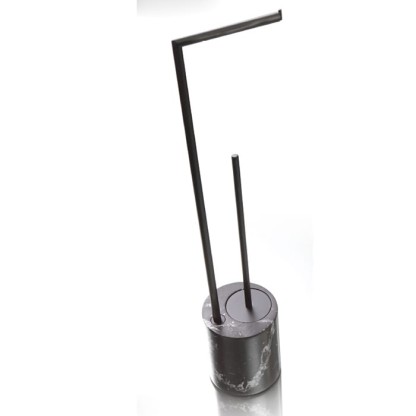 Bertocci Carrarino Напольная стойка, с туалетным ёршиком и бумагодержателем, цвет: черный мрамор/черный мат