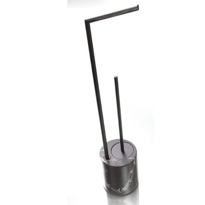 Bertocci Carrarino Напольная стойка, с туалетным ёршиком и бумагодержателем, цвет: черный мрамор/черный мат