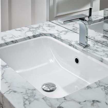 Bette One Раковина встраиваемая под столешницу 43.4x41.6x13см, без отв., с переливом, сталь, цвет: белый