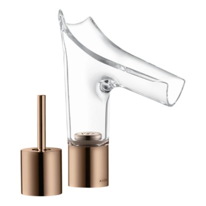 Axor Starck V Смеситель для раковины 110, на 2 отв., со стеклянным изливом, цвет: полированное красное золото