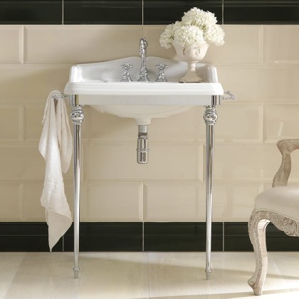 3SC Consolle Консоль Dandy 98х56хh104см, с раковиной LA02, сифоном и полотенцедердателями, напольный, цвет: хром