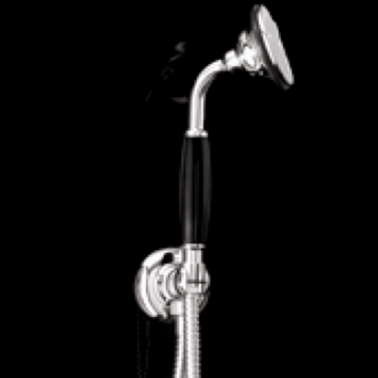 Devon&Devon Black Morris Душевая лейка с гибким шлангом и держателем, ручка черная, цвет:  хром