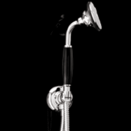Devon&Devon Black Morris Душевая лейка с гибким шлангом и держателем, ручка черная, цвет:  хром