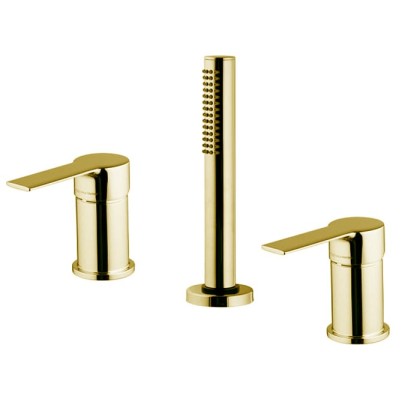 Fima Carlo Frattini Mast Смеситель на борт ванны, на 3 отв., с ручным душем, цвет: золото