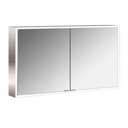EMCO Prime Зеркальный шкаф 120x70см., с подсветкой, навесной, 2 двери, 2 полки, розетка, цвет: белый