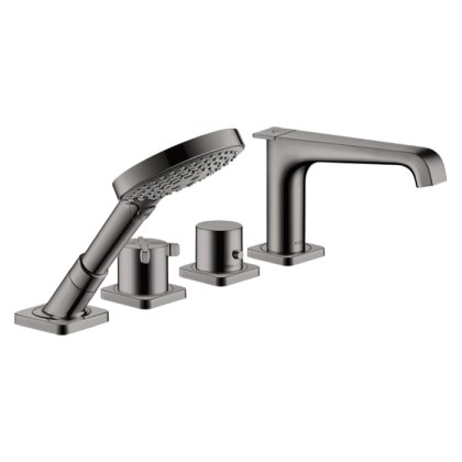 Axor Citterio E Смеситель для ванны, 4 отв., термостатический, с ручным душем, цвет: полированный черный хром