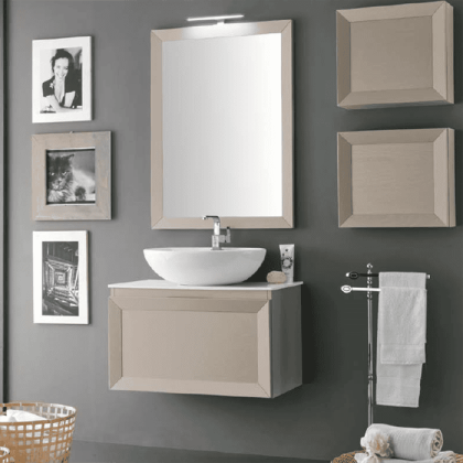 EBAN Paola Комплект мебели 81 см с раковиной и зеркалом  подвесной, Цвет: TORTORA