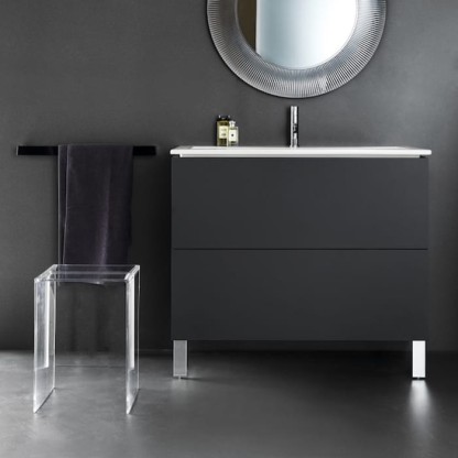 Laufen Kartell Тумба с керамической раковиной 80х50х72.5см, с 2 выдвиж. ящиками с 1 отв. под смеситель, подвесная, цвет: мокрый асфальт