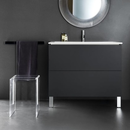 Laufen Kartell Тумба с керамической раковиной 80х50х72.5см, с 2 выдвиж. ящиками с 1 отв. под смеситель, подвесная, цвет: мокрый асфальт